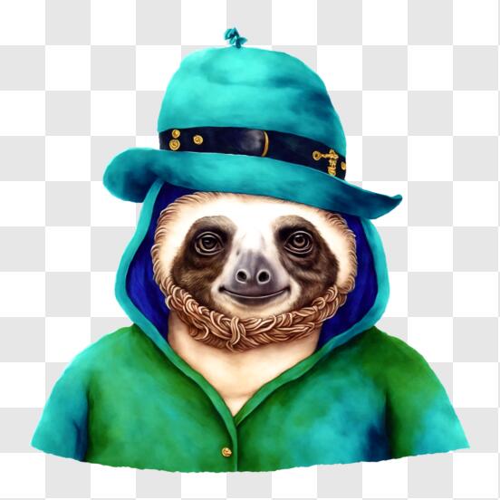 Sloth Wearing Overcoat and Hat