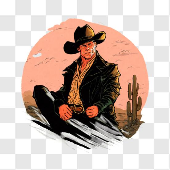 Scarica Illustrazione di Cowboy con Abbigliamento Western PNG Online - Creative  Fabrica