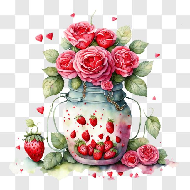 Download Romantic Floral Arrangement in Mason Jar PNG Online - Creative ...