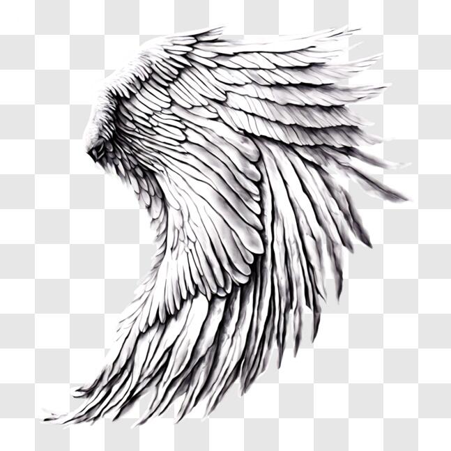 Download Black and White Angel Wing Decorative Image PNGs Online ...