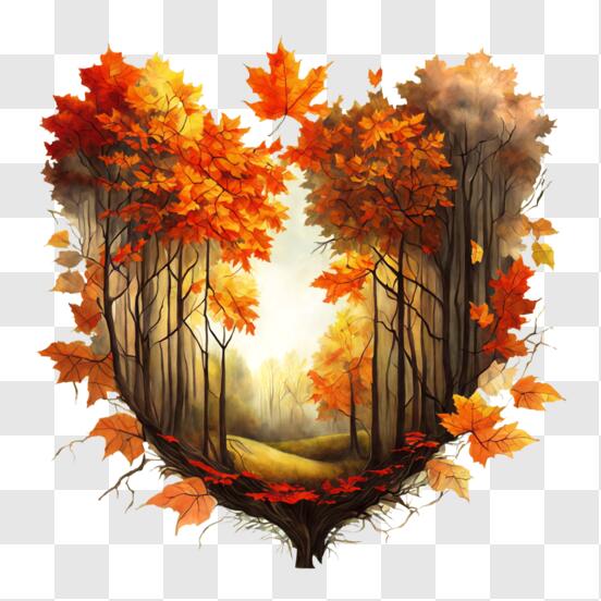 Heart-shaped Forest with Autumn Leaves and Trees Cartoons Heart-shaped Forest with Autumn Leaves and Trees Cartoons thumbnail