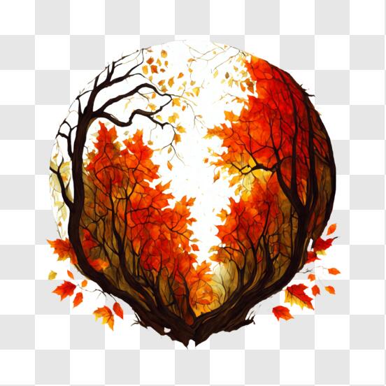 Scarica Quadro di bosco autunnale su tela PNG Online - Creative Fabrica