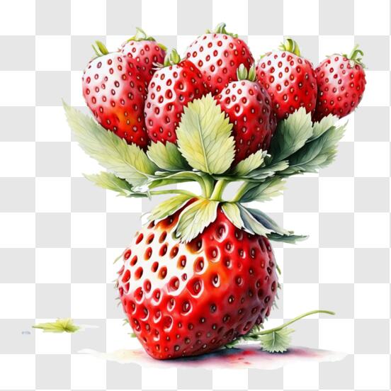 Télécharger Bouquet vibrant de fraises rouges fraîches PNG En