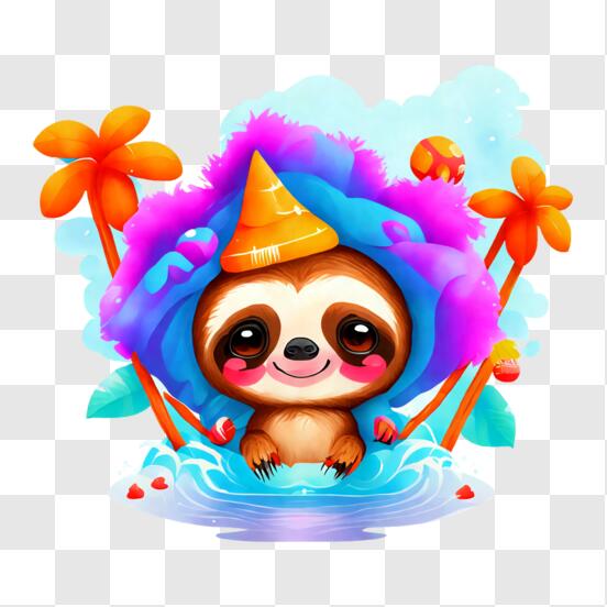 Scarica Illustrazione colorata di bradipo per prodotti divertenti e giocosi  PNG Online - Creative Fabrica