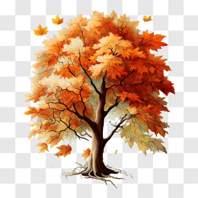 Download Autumn Tree with Orange Leaves PNGs Online - Creative Fabrica