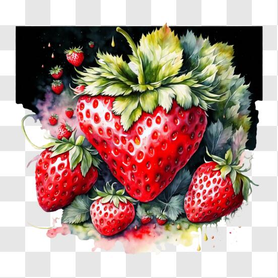 Scarica Opera d'arte dipinta a mano: Tre Cuori di Fragola Rossi PNG Online  - Creative Fabrica