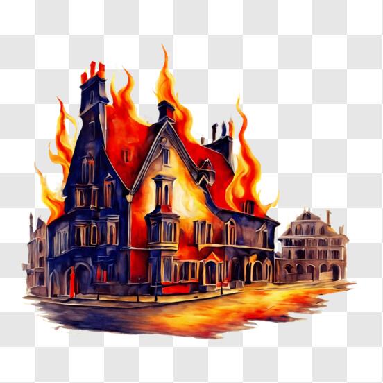 house burning down clipart fish