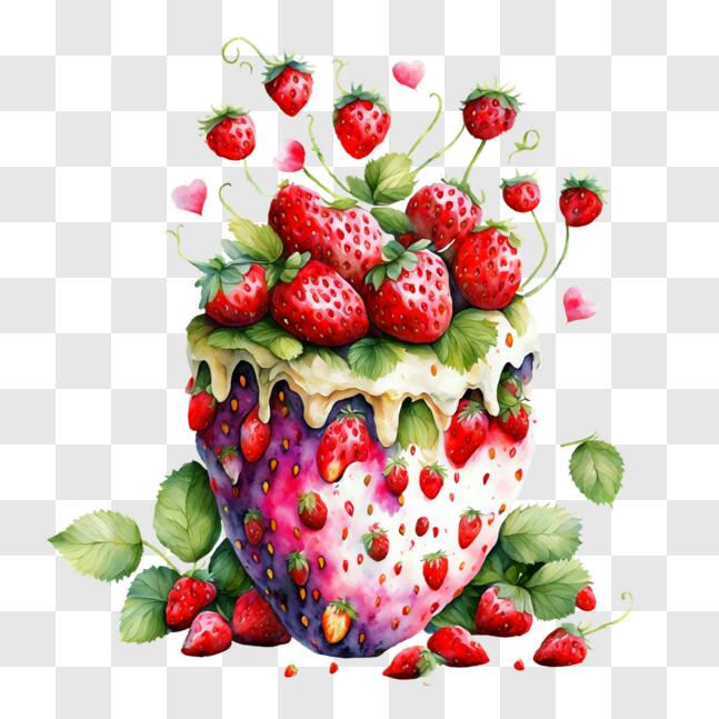 Download Colorful Cream-Filled Strawberry PNG Online - Creative Fabrica