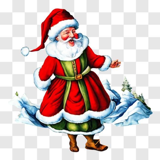 Santa Rased Download Santa Claus in Snow with Arms Raised PNGs Online - Creative ...