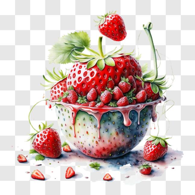 Download Colorful Bowl of Fresh Strawberries and Mixed Fruits PNG ...