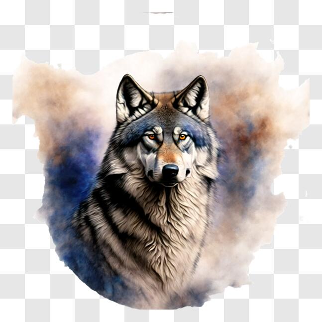 Download Abstract Painting of Gray Wolf PNG Online - Creative Fabrica