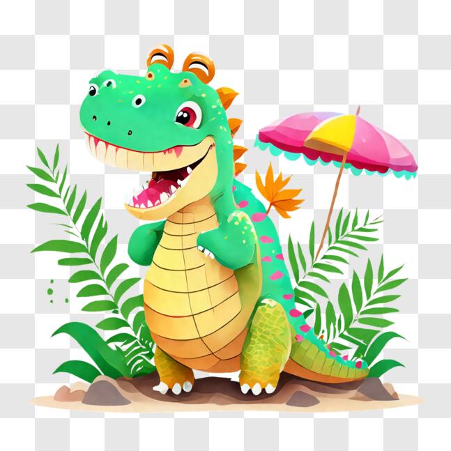 Download Happy Dinosaur in a Park PNG Online - Creative Fabrica
