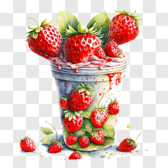 Download Delicious and Fresh Strawberry Smoothie in a Cup PNG Online ...