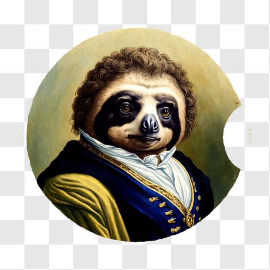 Sloth Painting with Elegant Suit and Hat