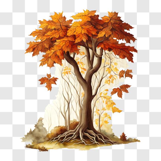 Download Autumn Tree in the Woods PNG Online - Creative Fabrica