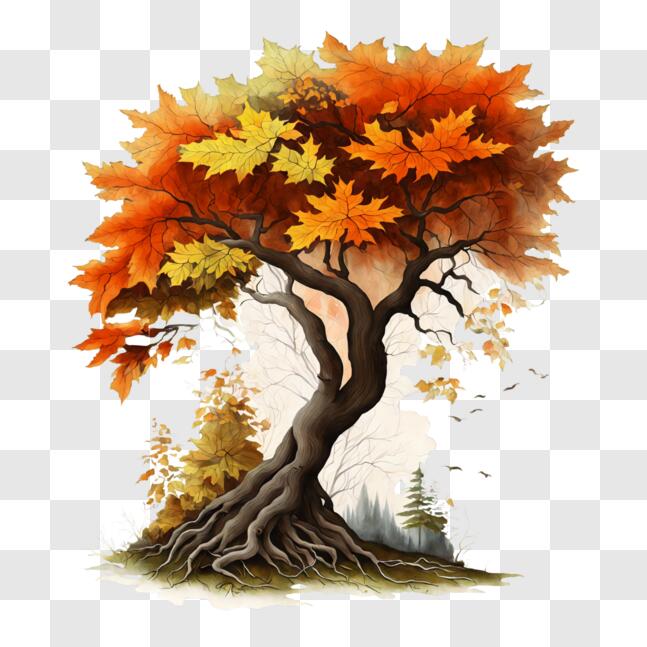 Download Beautiful Autumn Tree in Natural Surroundings PNG Online ...
