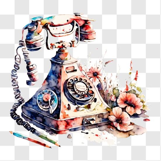 Descarga Decoración de teléfono antiguo y colorido PNG En Línea - Creative  Fabrica