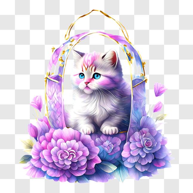 Colgante gato turquesa con flores 