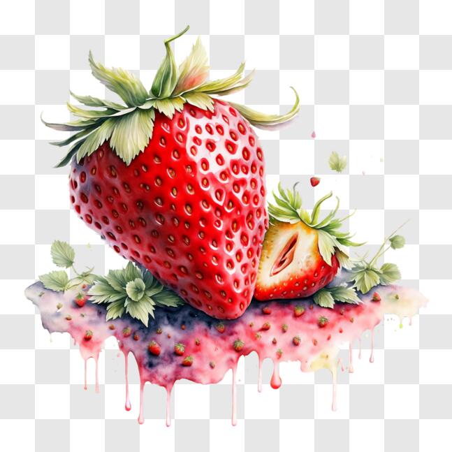 Download Strawberry Painting PNG Online - Creative Fabrica