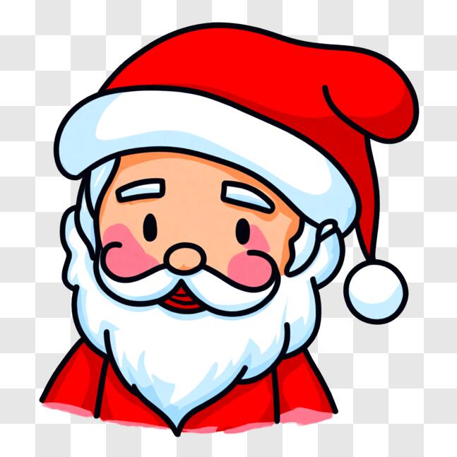 Download Smiling Cartoon Santa Claus with red hat and white beard PNGs ...