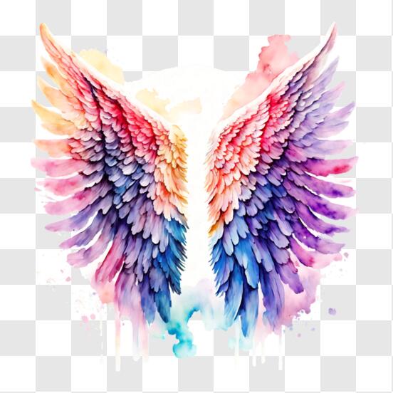 Descarga Pintura acuarela de alas de ángel coloridas PNG En Línea -  Creative Fabrica