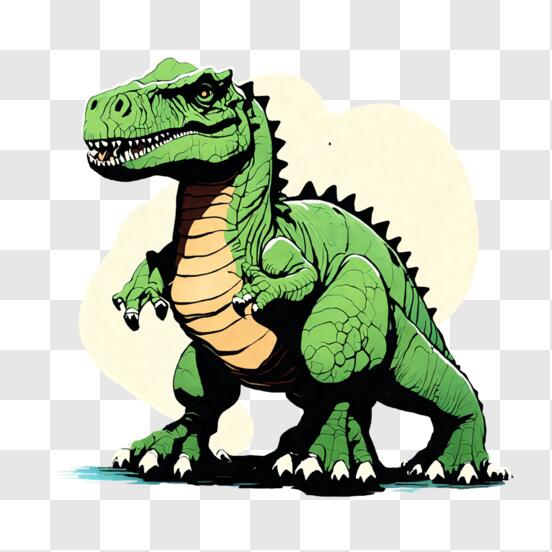 Baixe Green T-Rex Dinossauro em Postura de Ataque PNG - Creative