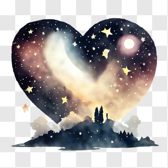 Download Heart Shaped Galaxy with Colorful Stars and Lightning PNG Online -  Creative Fabrica