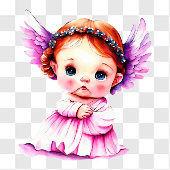 Um desenho animado de um anjo com asas na cabeça.