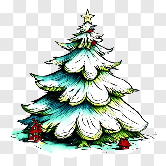 Download Snowy Christmas Tree Decoration PNG Online - Creative Fabrica