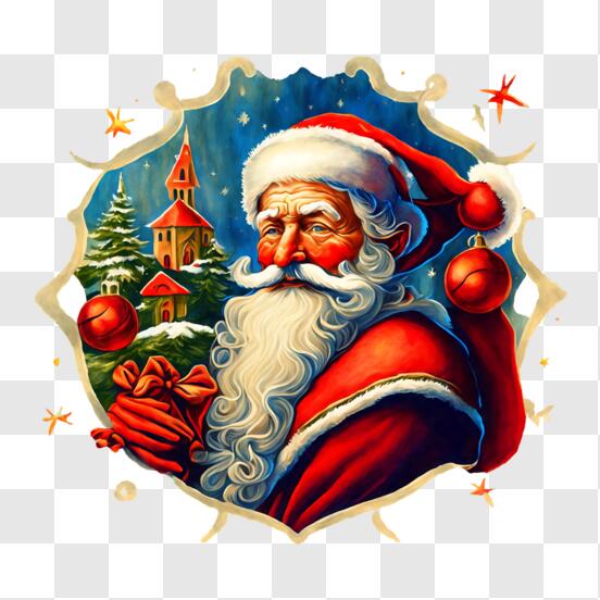 Scarica Babbo Natale con Pittura di Albero di Natale PNG Online - Creative  Fabrica