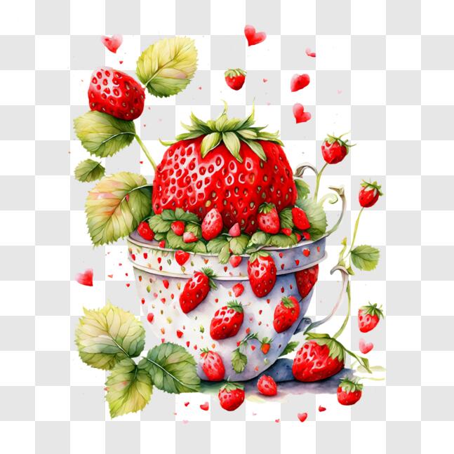 Download Delicious Strawberry Dessert in Heart-shaped Cups PNG Online ...
