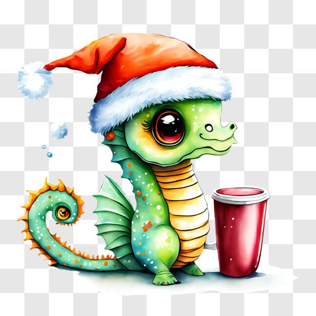 Download Festive Seahorse Celebrating the Holiday Season PNG Online ...