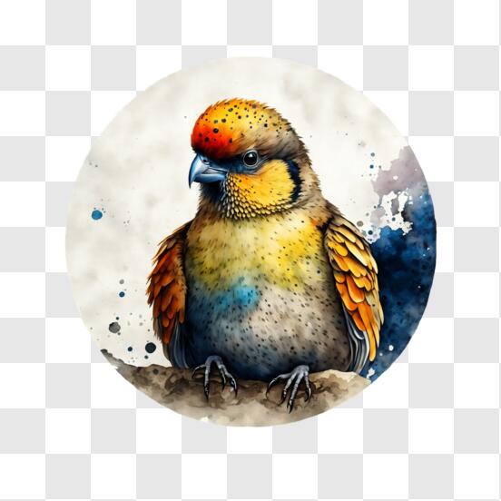 Scarica Uccello Colorato su un Ramo Capovolto PNG Online - Creative Fabrica