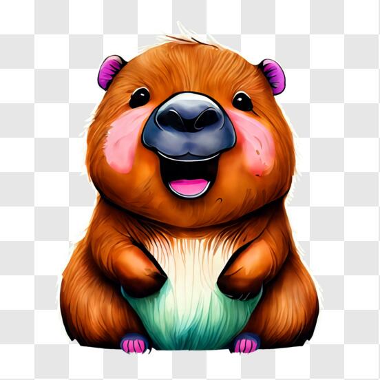 Baixe Capybara Adorável Usando um Chapéu Ornamental PNG - Creative Fabrica