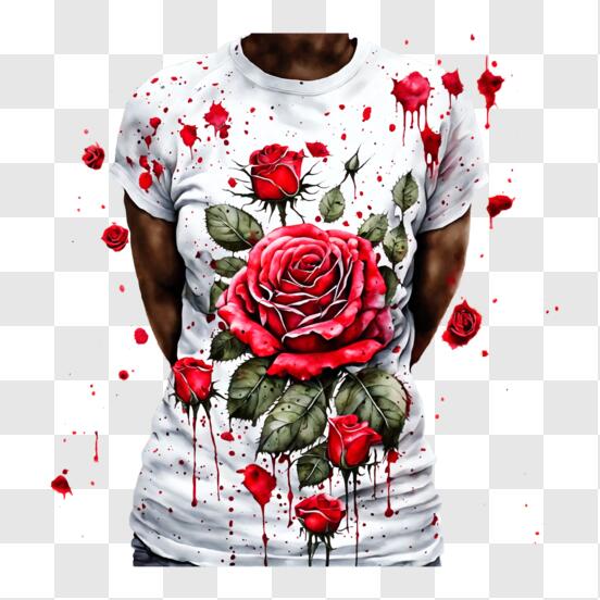 Design PNG E SVG De Rosa E Vermelho Fogo Plano Para Camisetas