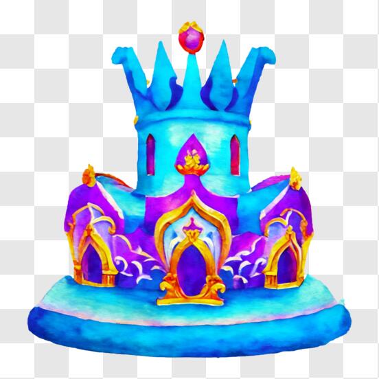 Scarica Torta di compleanno colorata con corona elaborata PNG Online -  Creative Fabrica