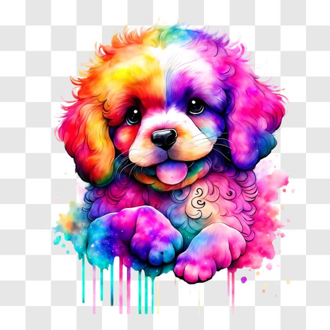 Download Colorful Dog Art Print with Paint Splatters PNGs Online ...