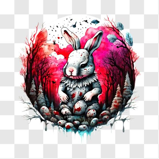 Download Creepy Illustration of Zombie Attack on Bunny PNG Online -  Creative Fabrica