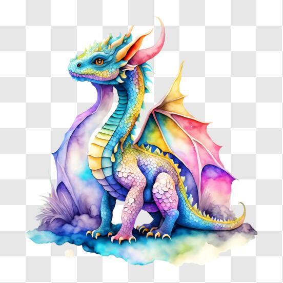 Télécharger Illustration d'un dragon d'or aux yeux violets et aux cornes  PNG En Ligne - Creative Fabrica