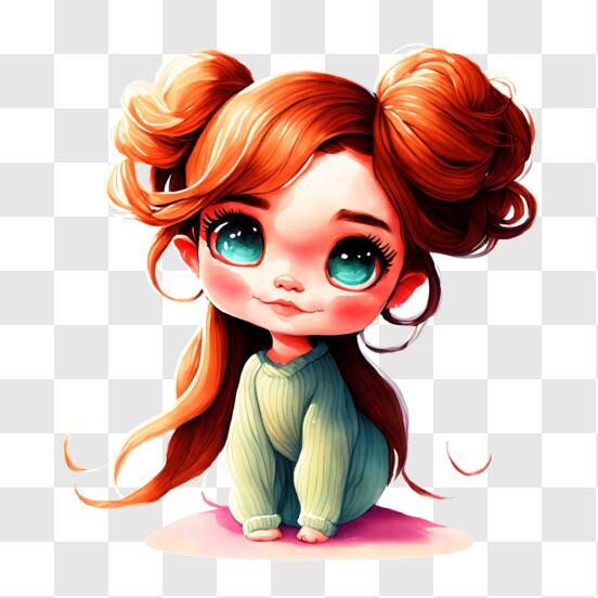 Baixe Garota de Desenho Animado com Cabelo Vermelho e Olhos Azuis - Estilo Dragon  Ball Z PNG - Creative Fabrica