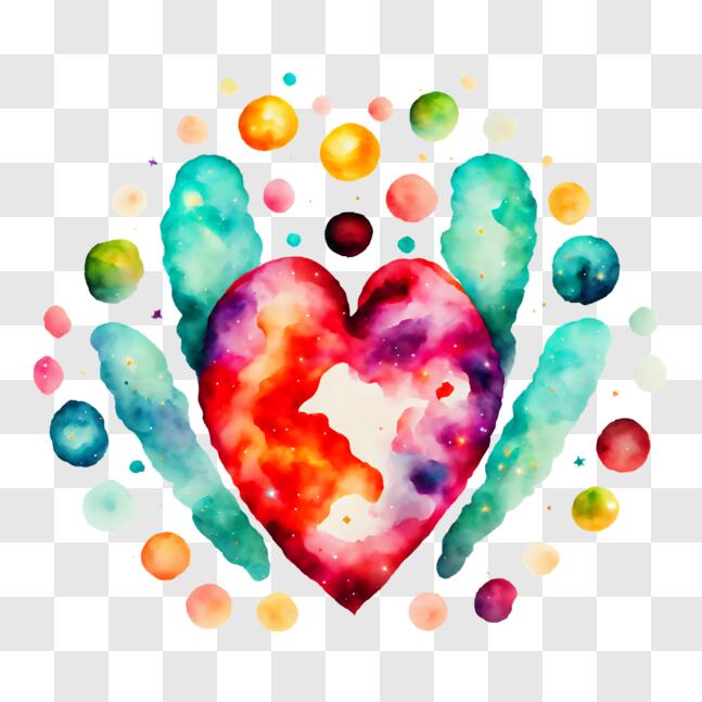 Download Heart-shaped Watercolor Painting with Colorful Circles and ...