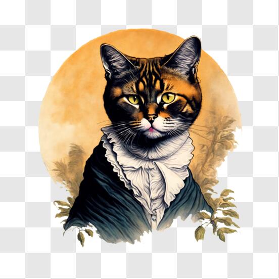 Ilustração de gato mágico para camiseta