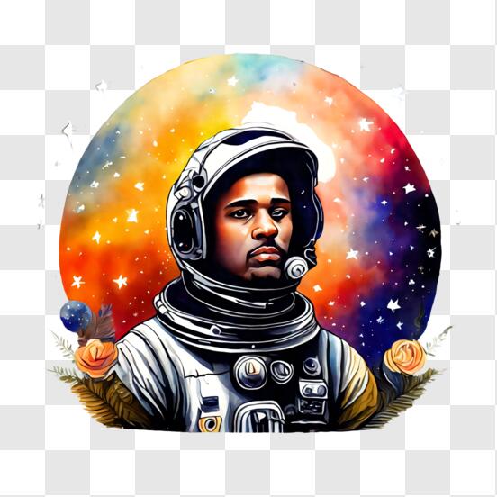 Scarica Astronauta in tuta spaziale con fiori - Pittura artistica PNG  Online - Creative Fabrica