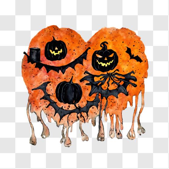 Baixe Silhueta de Fantasma de Halloween com Morcegos PNG