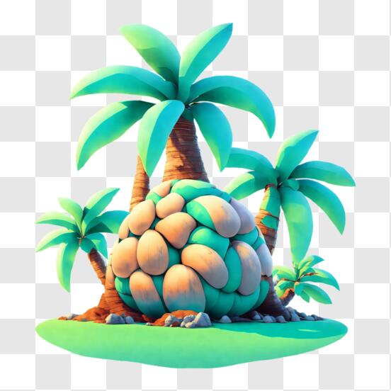 Download Tropical Island Paradise with Palm Trees and a Unique