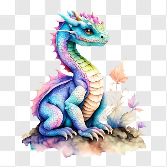 Télécharger Illustration d'un dragon d'or aux yeux violets et aux cornes  PNG En Ligne - Creative Fabrica