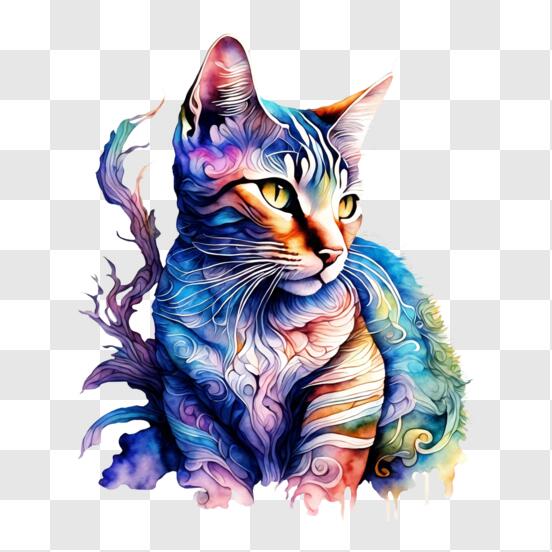 Desenho fofo para colorir com arco e gato · Creative Fabrica