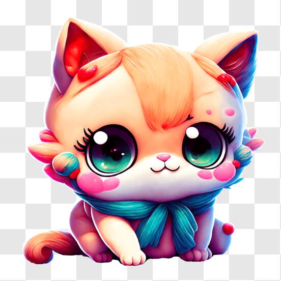 Desenho animado de rosto de gato de Natal Kawaii · Creative Fabrica