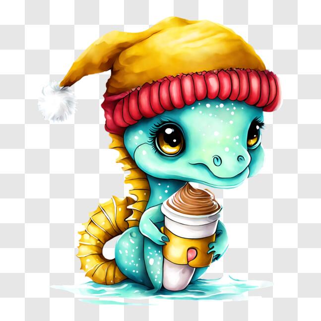Download Adorable Cartoon Dragon Enjoying Ice Cream PNG Online ...