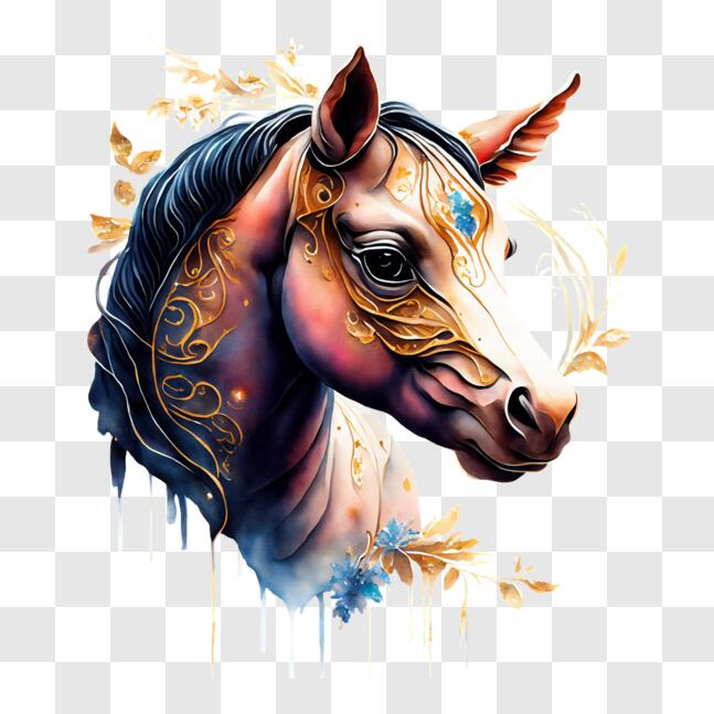 Baixe Pintura de Cabeça de Cavalo Colorido PNG - Creative Fabrica